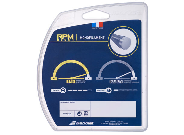 BABOLAT RPM ROUGH SETT 12m Fluo Rød 125 Monofilament streng - Single sett 12m