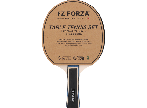 FZ Table Tennis Set 1-star Hobbysett - 2 racketer og 3 baller
