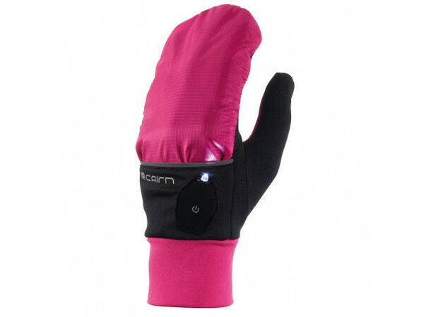Cairn Løpehanske med Ledlys sort/rosa L Integrert Led + Vindtett